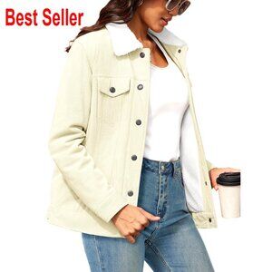 Corduroy Sherpa Lined Jacket Women's Button Down Shacket Winter Western Coat